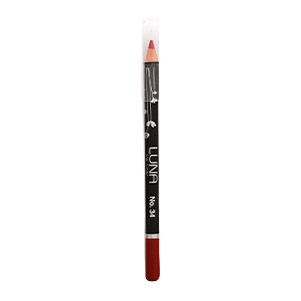 Refect Beauty LUNA Lip Liner Pencil in a rich red shade with a clear protective cap for precise lip definition