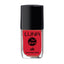 Refect Beauty Luna Nail Lacquer in a vibrant red shade with a high-gloss finish in a clear glass bottle.