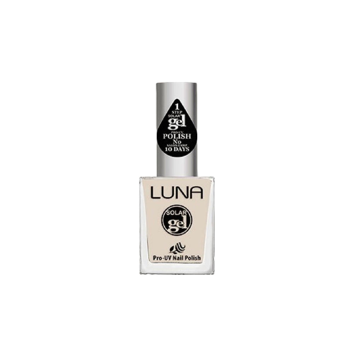 Refect Beauty LUNA Solar Gel nail polish in a neutral beige shade, providing a high-shine salon finish without UV lamp