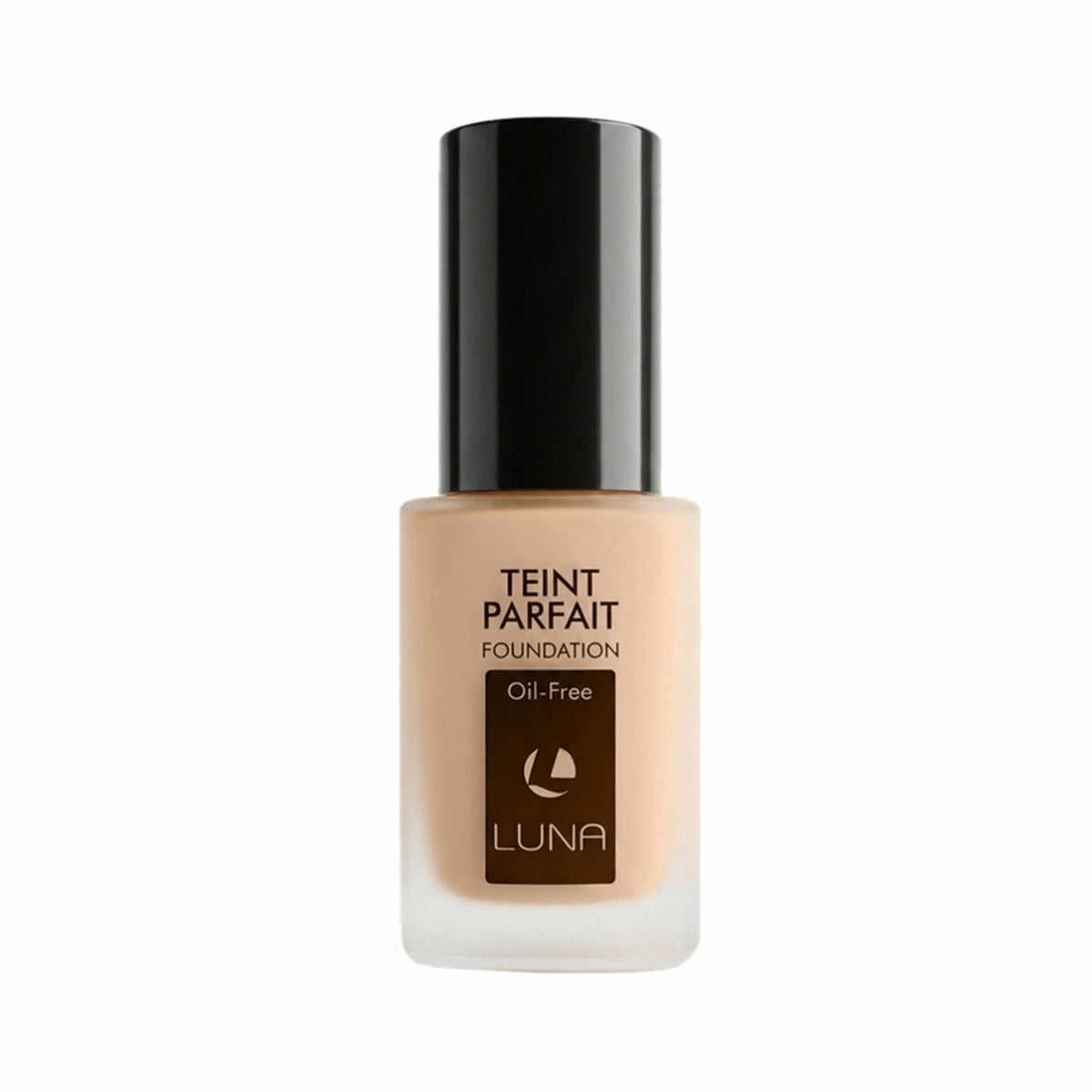 Refect Beauty Luna Teint Parfait Concealing Foundation in a clear glass bottle with a black cap for smooth coverage.
