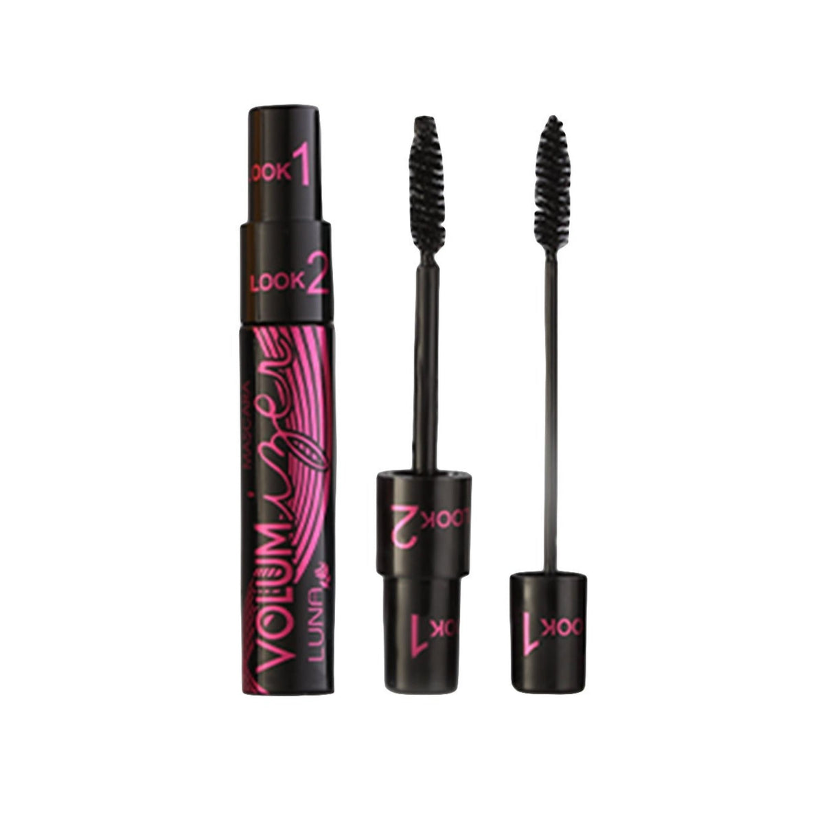 Refect Beauty LUNA Volumizer Mascara in black with two distinct brush applicators for customizable lash volume.