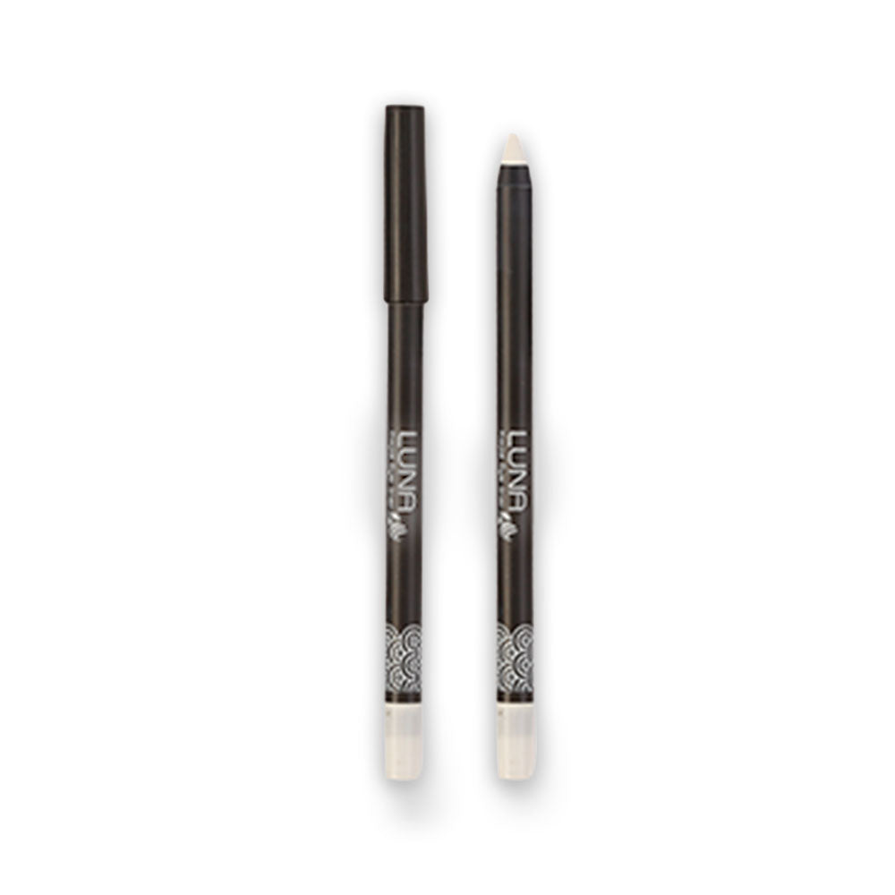 Refect Beauty LUNA Kajal Eye Liner Pencil in a creamy white shade with a black cap and sleek design.