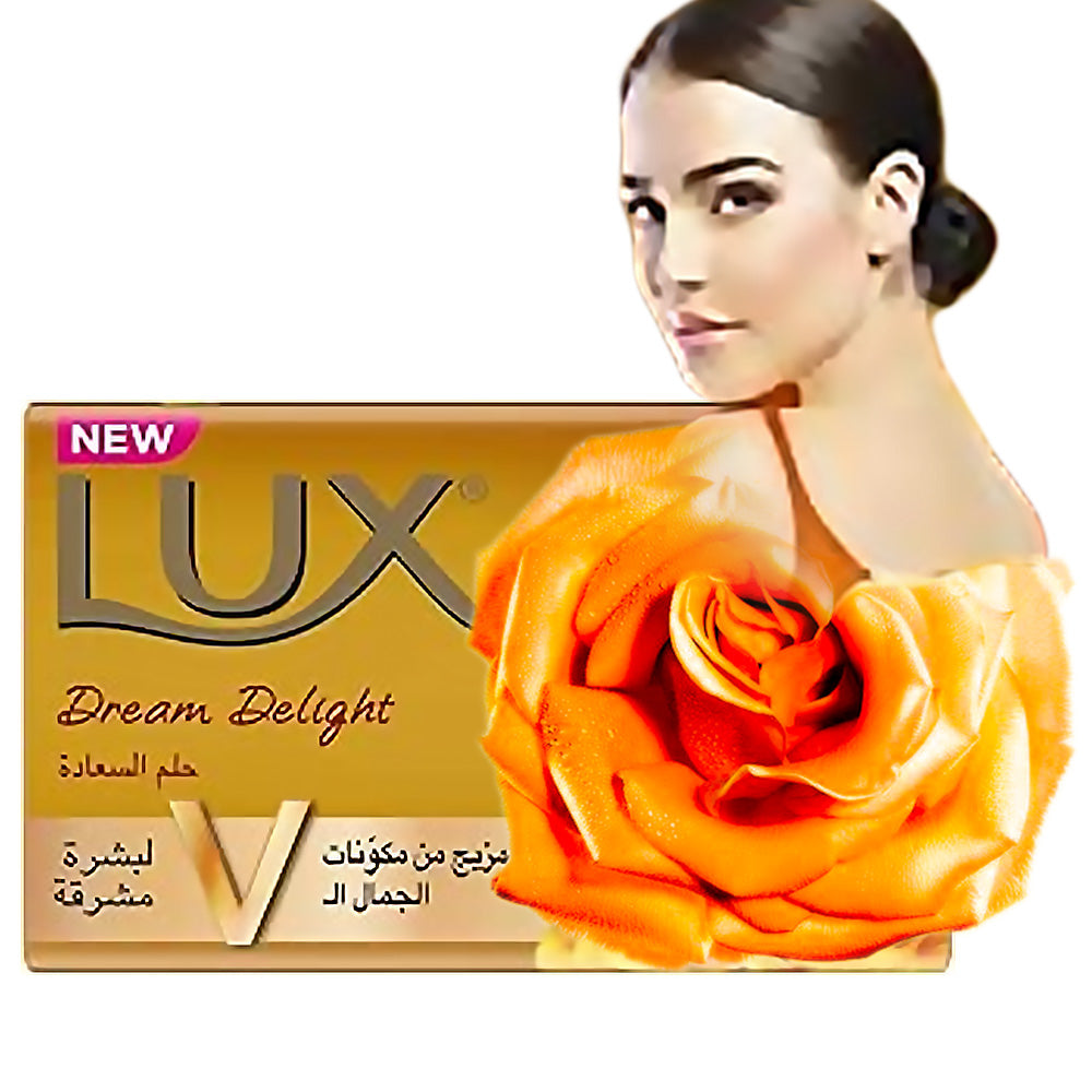 Refect Beauty Lux Dream Delight beauty soap bar featuring a golden packaging with a vibrant orange rose illustration