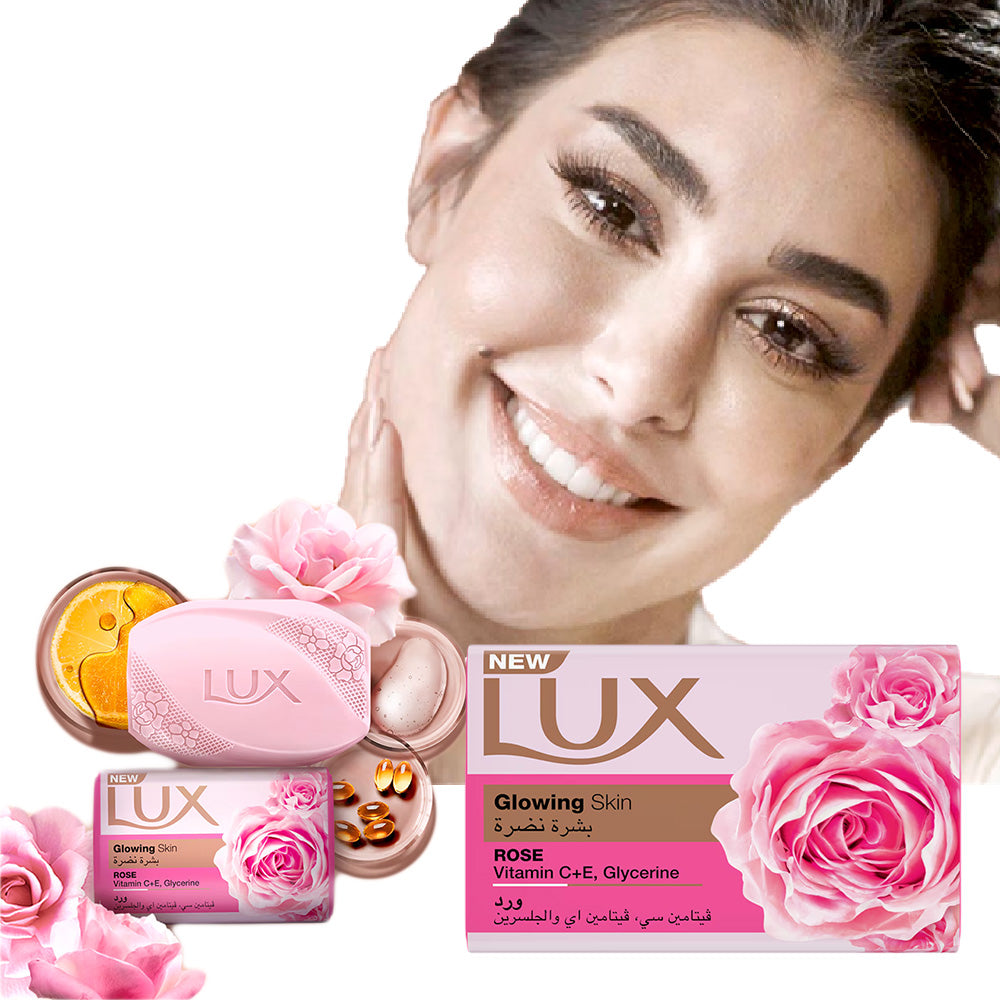 Refect Beauty Lux Glowing Skin soap bar with rose and vitamin C, E, and glycerin for a radiant complexion.