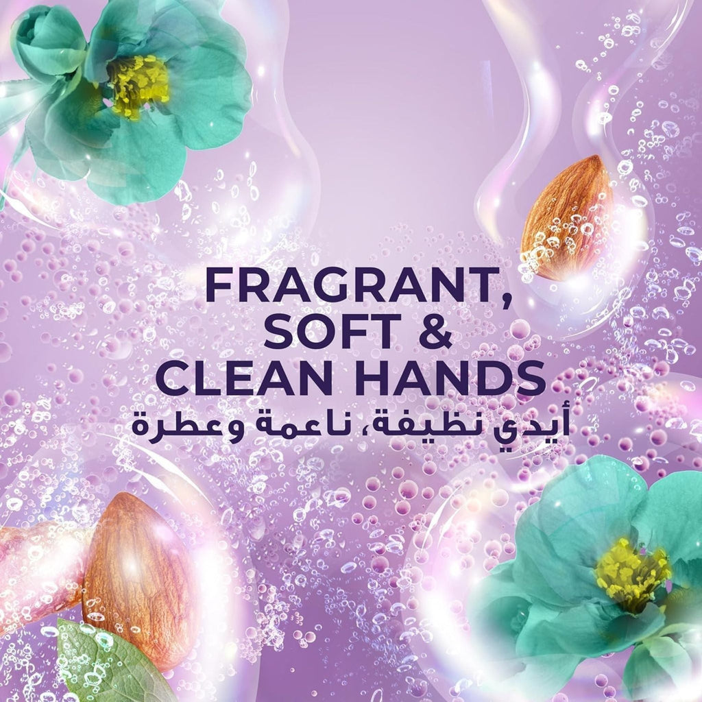 Refect Beauty Lux Purifying Watermint and Almond Oil hand wash promotional graphic with floral and nut imagery