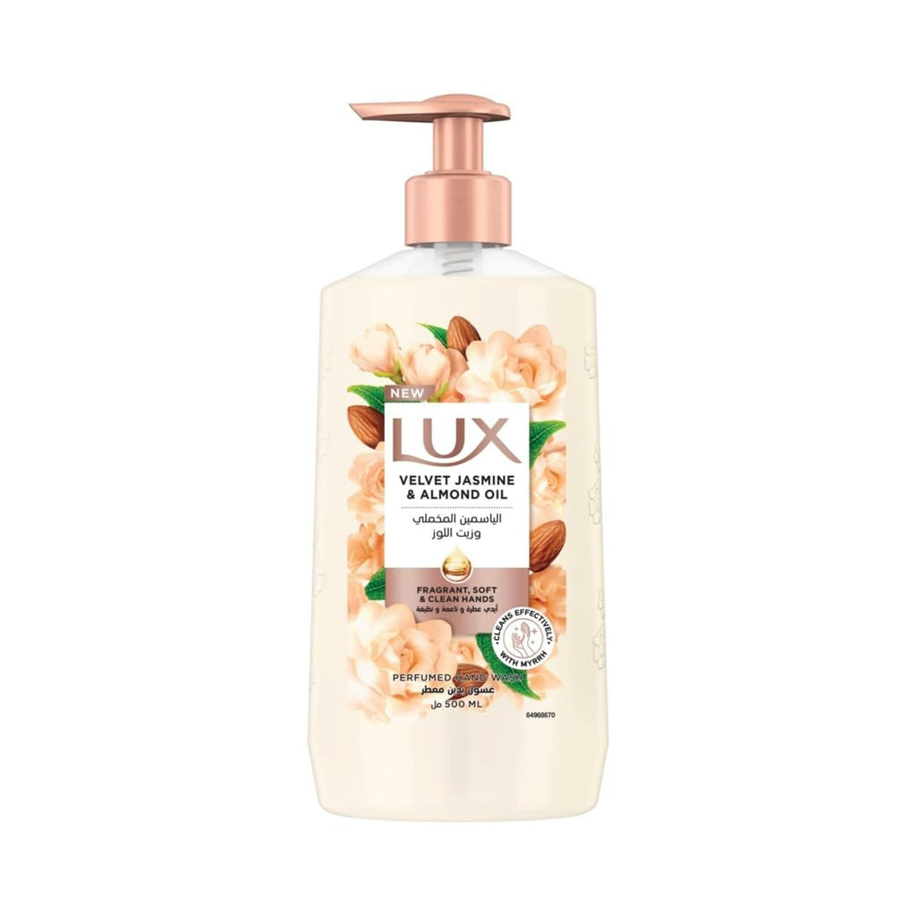 Refect Beauty Lux Velvet Jasmine and Almond Oil hand wash in a 500ml pump bottle with floral and almond imagery.