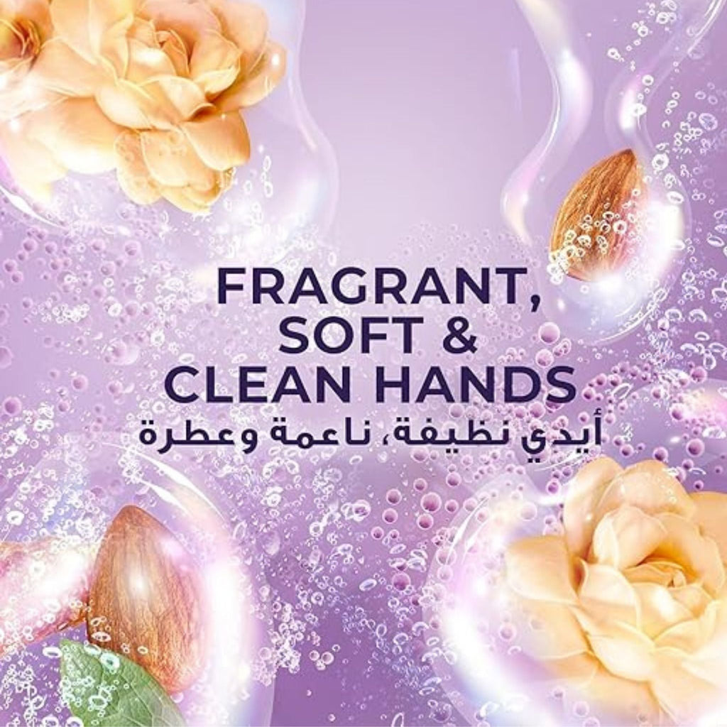 Refect Beauty Lux Velvet Jasmine and Almond Oil hand wash promotional graphic with floral and almond imagery