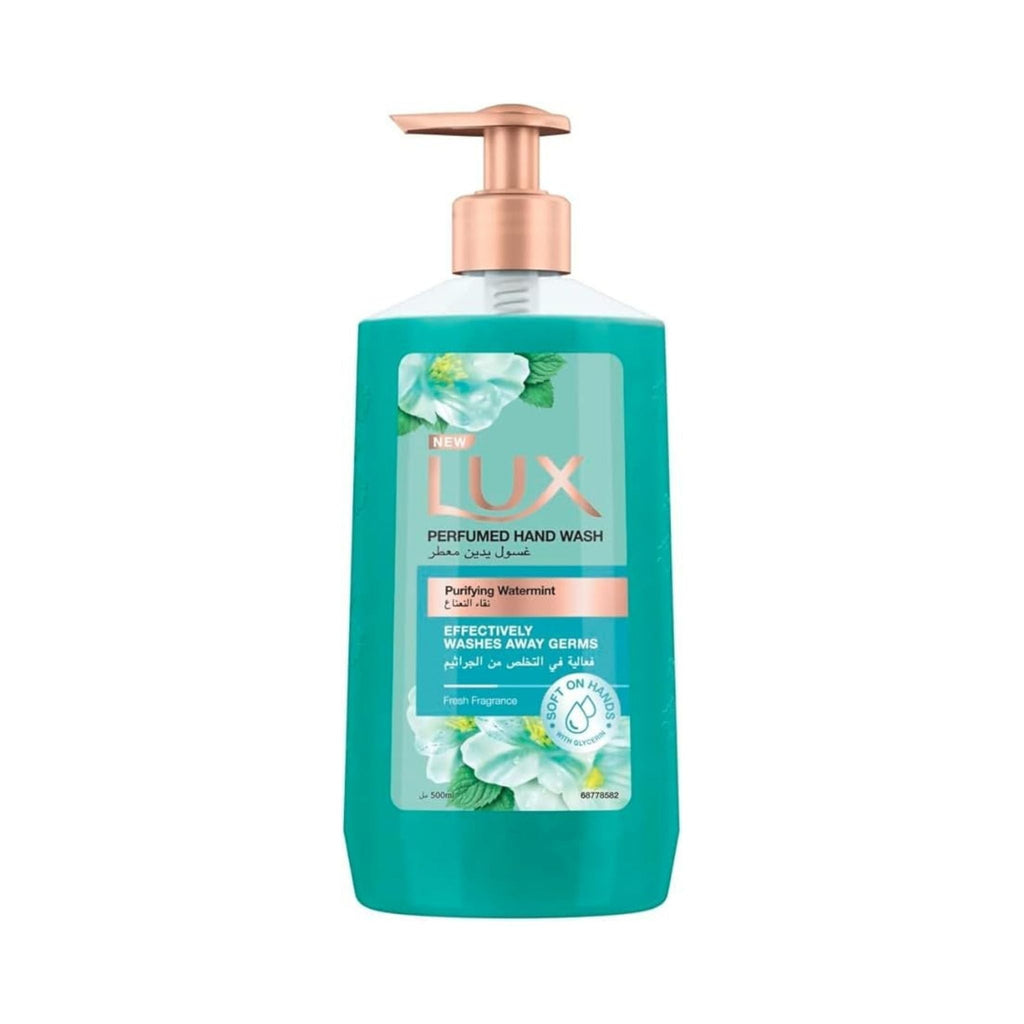 Refect Beauty Lux Purifying Watermint antibacterial liquid hand wash in a 500ml pump bottle with floral design