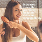 Refect Beauty model brushing long, smooth, shiny hair after using Macadamia Natural Oil Healing Oil Spray