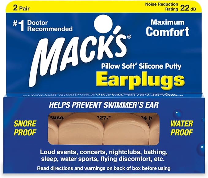 Refect Beauty MACK'S Pillow Soft beige moldable silicone ear plugs in a 2-pair pack for noise and water protection.