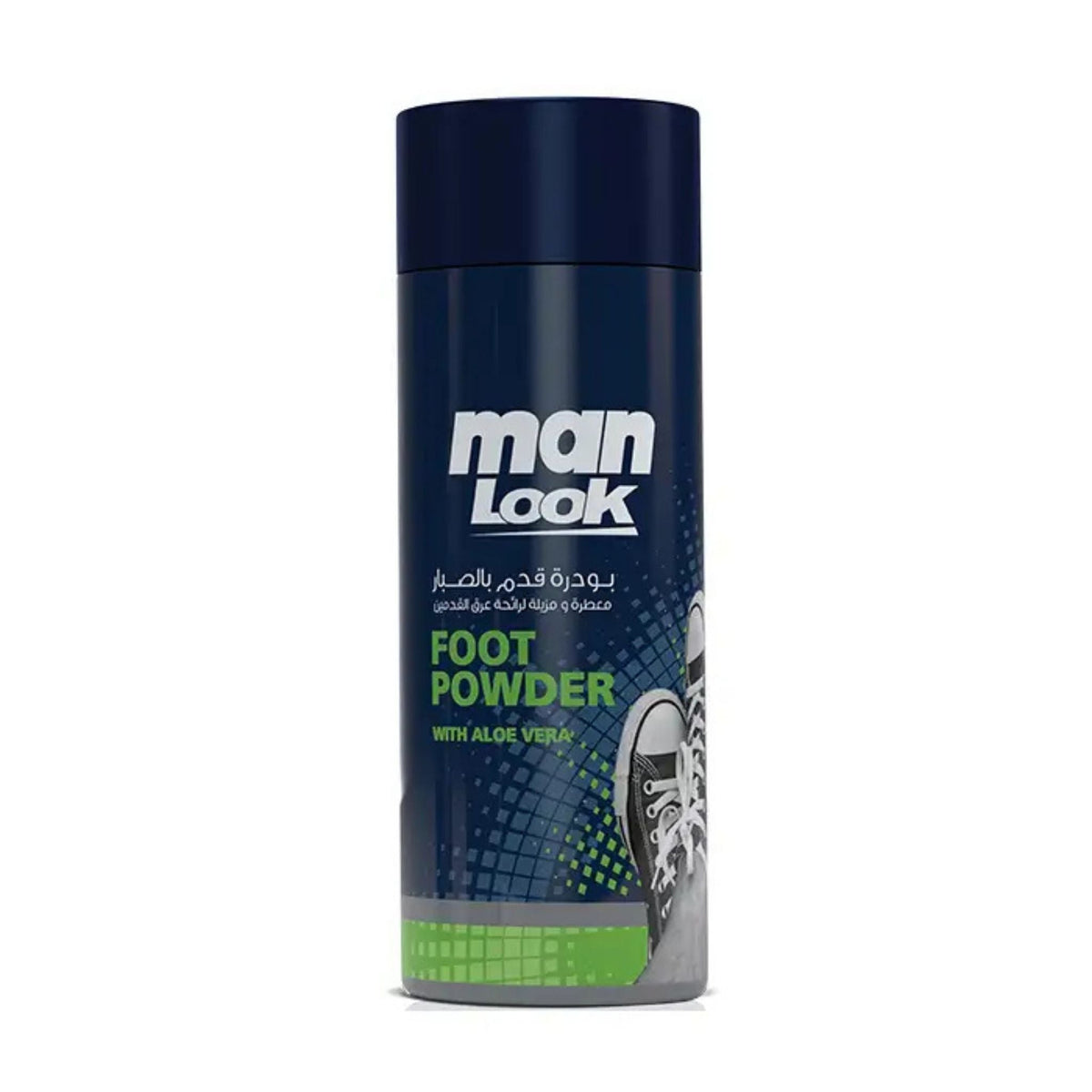 Refect Beauty Man Look aloe vera foot powder in a blue cylindrical bottle for moisture absorption and freshness