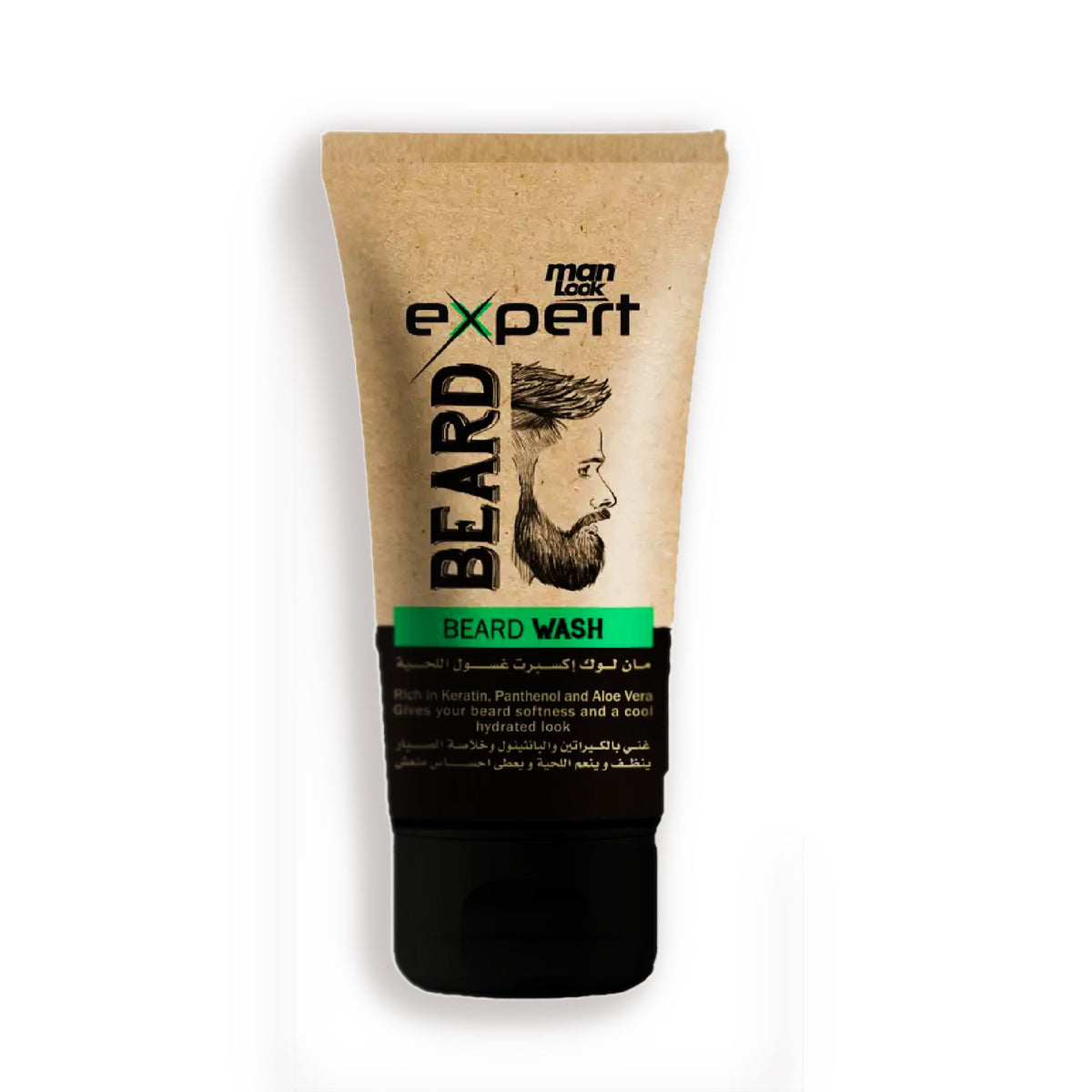 Refect Beauty Eva Man Look Expert beard wash in a beige squeeze tube for gentle facial hair cleansing and grooming.