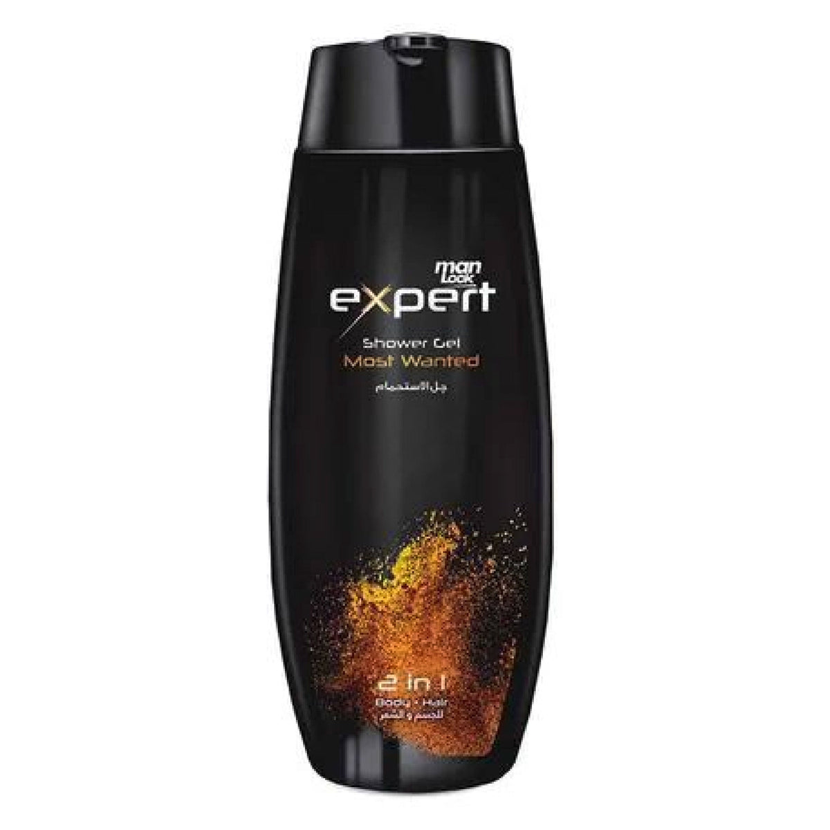Refect Beauty Eva Man Look Most Wanted 2-in-1 shower gel for body and hair in a black bottle with orange accents.