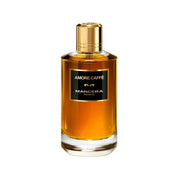 Refect Beauty Mancera Amore Caffè Eau de Parfum in a clear glass bottle with a gold cap and black label.