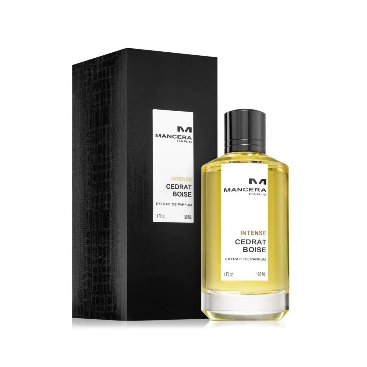 Refect Beauty Mancera Cedrat Boise Intense perfume bottle and black textured box, a woody fruity unisex fragrance.