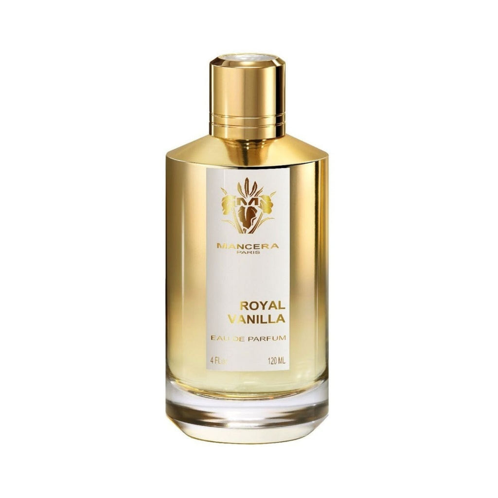 Refect Beauty Mancera Royal Vanilla Eau de Parfum in a gold cylindrical bottle with a metallic cap