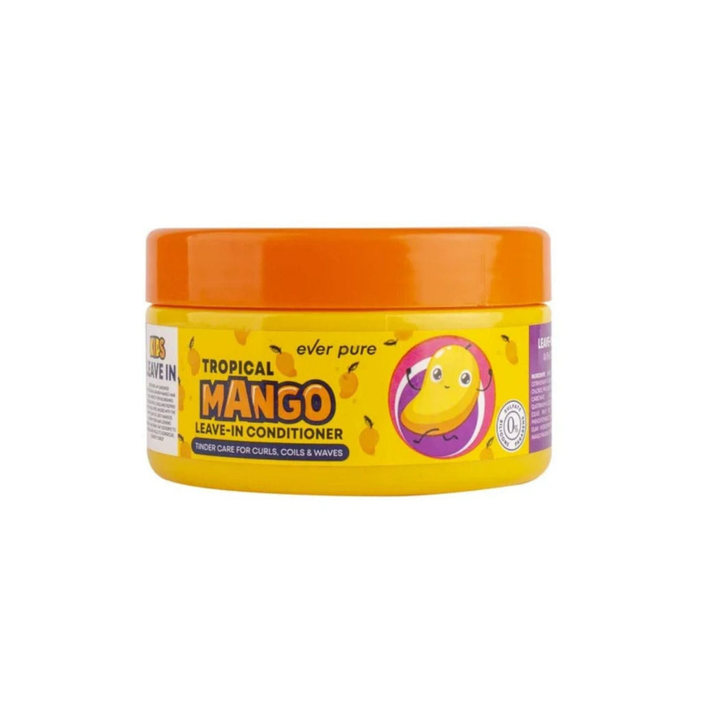 Refect Beauty Ever Pure Tropical Mango leave-in hair conditioner in a yellow jar with an orange lid