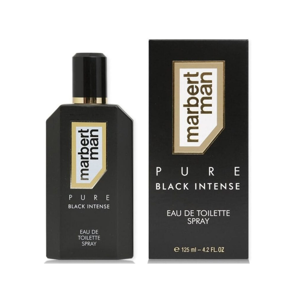 Refect Beauty Marbert Man Pure Black Intense eau de toilette spray bottle and black packaging box