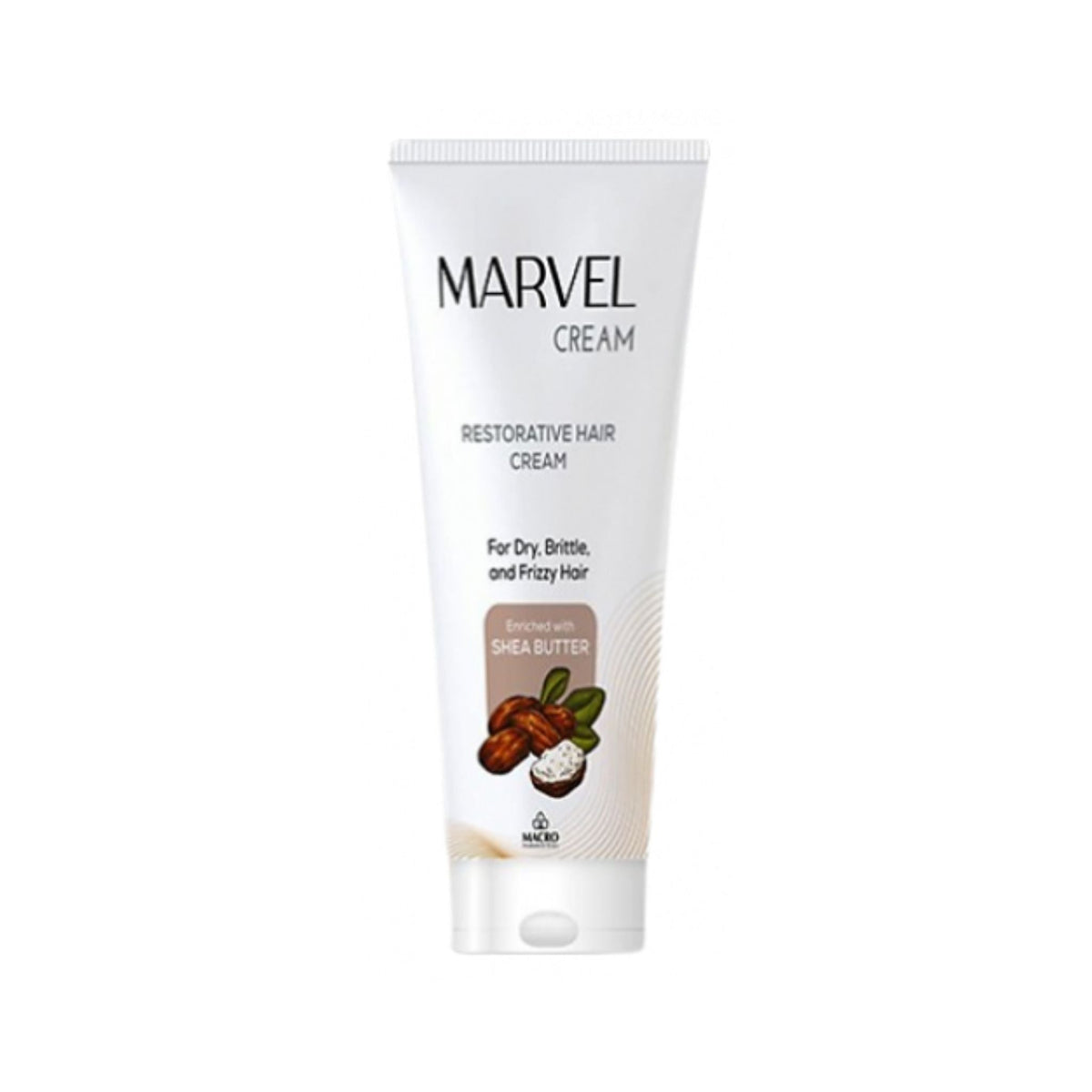 Refect Beauty Marvel restorative hair cream in a white squeeze tube for dry, brittle, and frizzy hair with shea butter