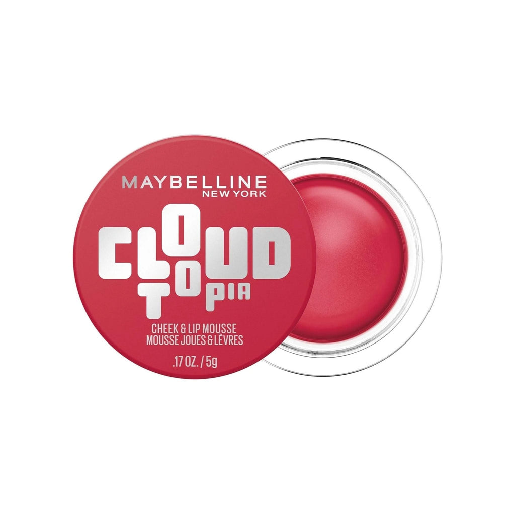 Refect Beauty Maybelline New York Cloudtopia Cheek & Lip Mousse in a vibrant pink shade with a soft, airy texture.