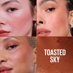 Refect Beauty Maybelline New York Cloudtopia Cheek & Lip Mousse in Toasted Sky applied on diverse skin tones