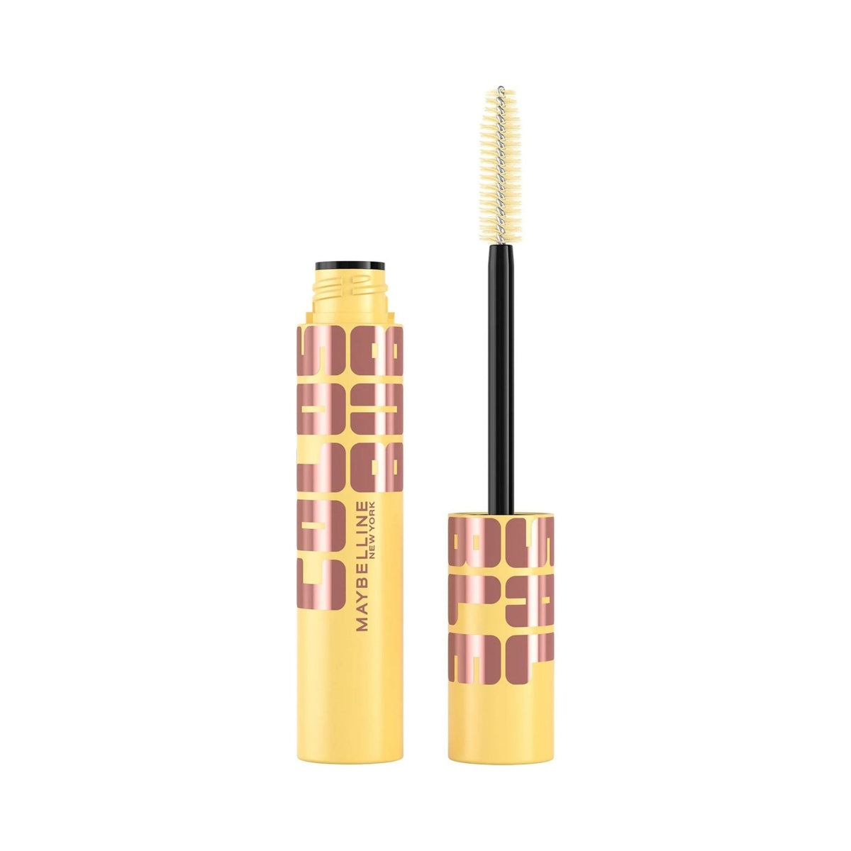 Refect Beauty Maybelline Colossal Bubble Mascara in a yellow tube with a precision applicator brush for volume.