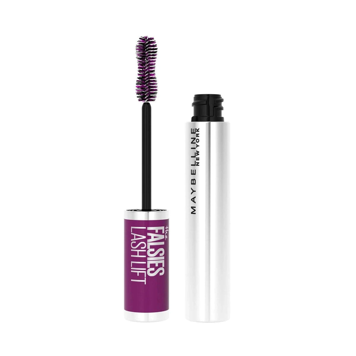 Refect Beauty Maybelline The Falsies Lash Lift washable mascara with purple tube and double-curved lifting brush