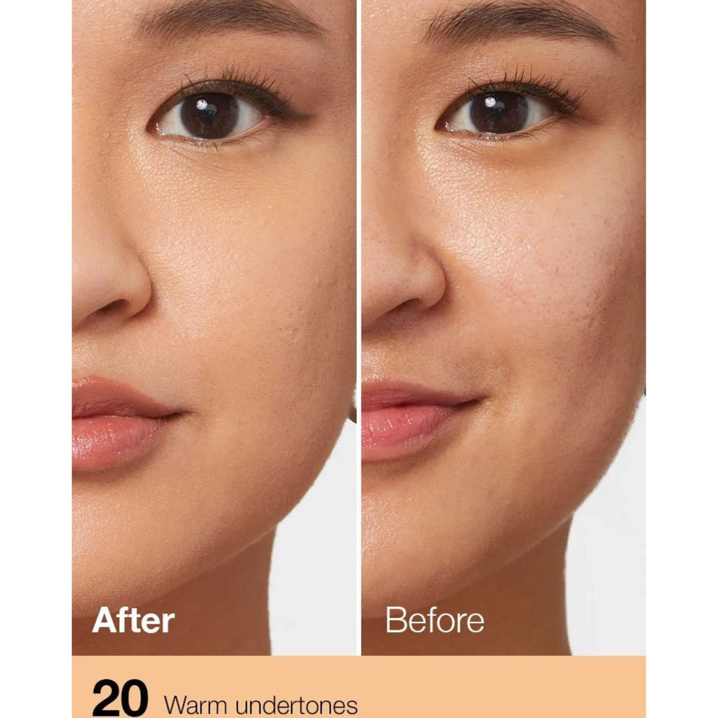 Refect Beauty Maybelline Fit Me concealer before and after application on skin showing natural coverage and finish