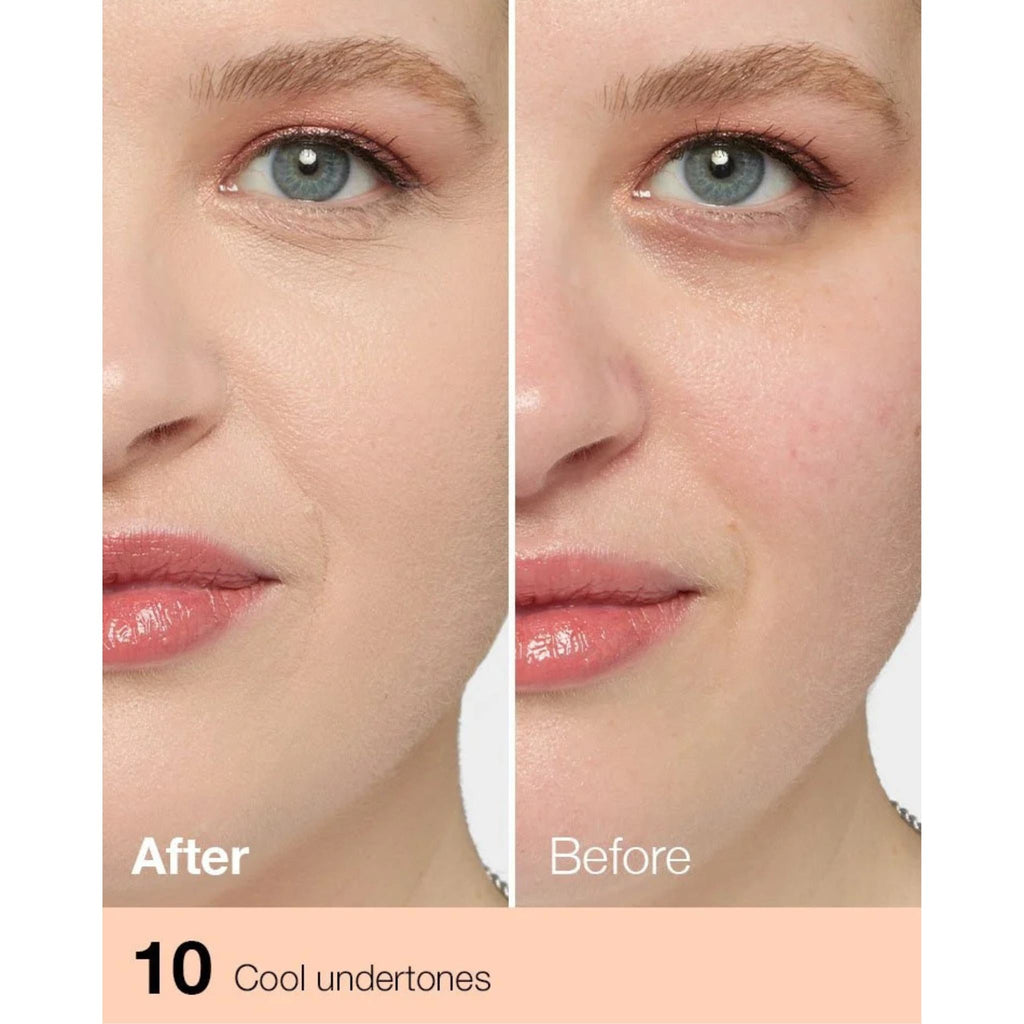 Refect Beauty Maybelline Fit Me concealer showing before and after application on skin with cool undertones