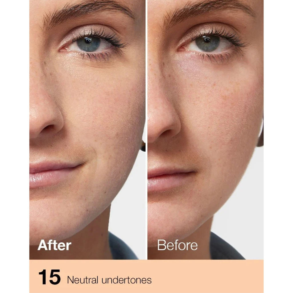 Refect Beauty Maybelline Fit Me Concealer shade 15 showing before and after application on a woman's skin