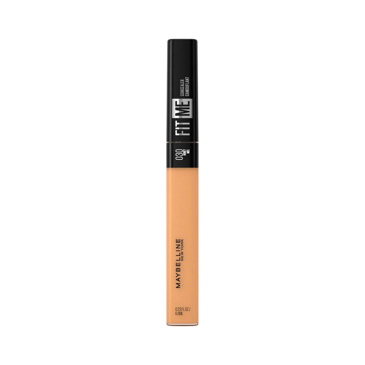 Refect Beauty Maybelline Fit Me liquid concealer in shade 030 Honey with a black cap and clear tube.