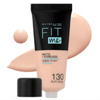 Refect Beauty Maybelline Fit Me Matte Poreless Foundation in shade 130 Buff Beige with a liquid swatch