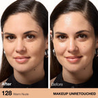 Refect Beauty model showing before and after application of Maybelline Fit Me Matte + Poreless powder in Warm Nude