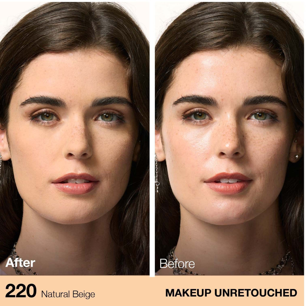 Refect Beauty comparison of skin before and after applying Maybelline Fit Me Matte + Poreless Powder in Natural Beige
