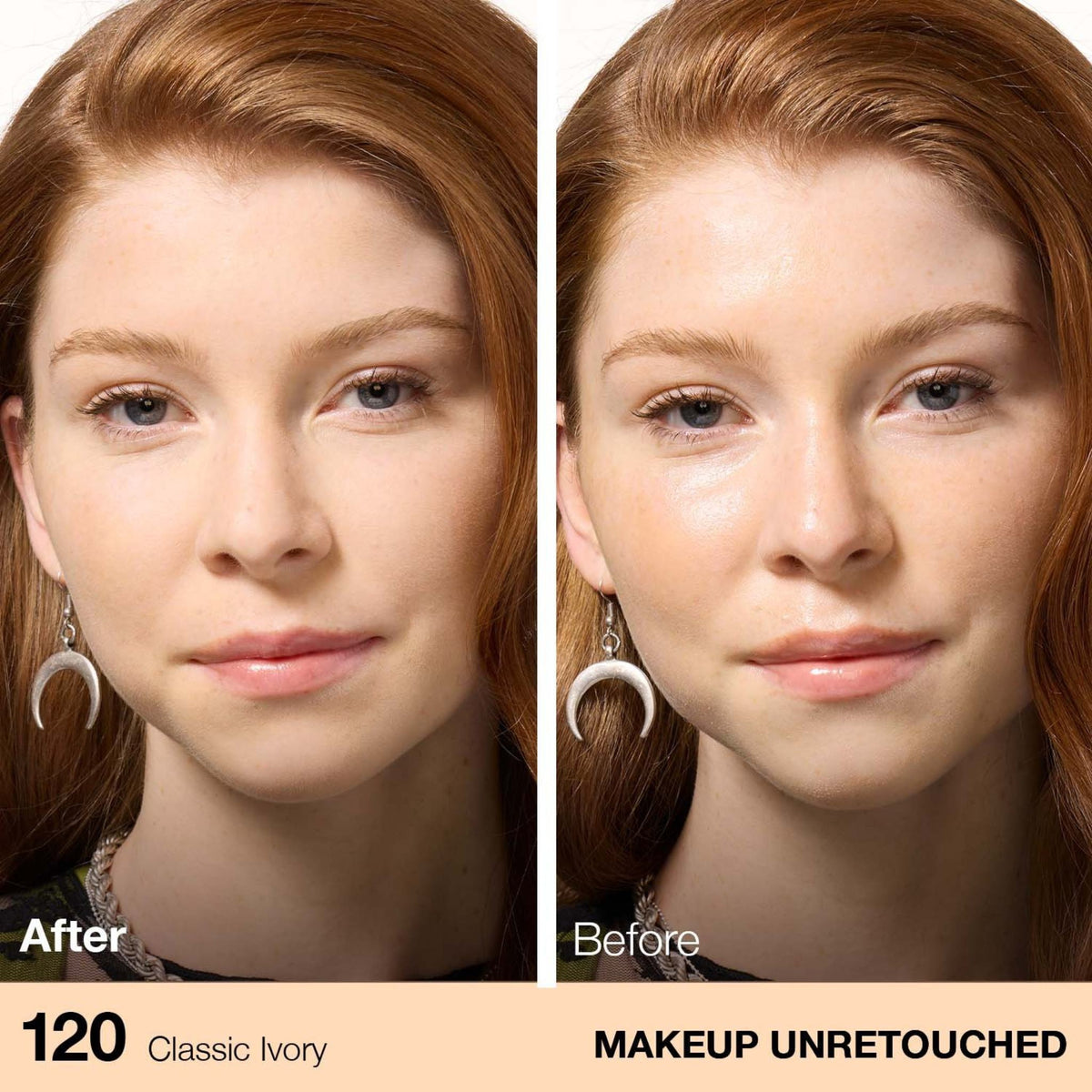 Refect Beauty model showing before and after application of Maybelline Fit Me Matte + Poreless Powder in Classic Ivory