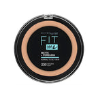 Refect Beauty Maybelline Fit Me Matte + Poreless powder foundation in shade 230 Natural Buff in a round compact.