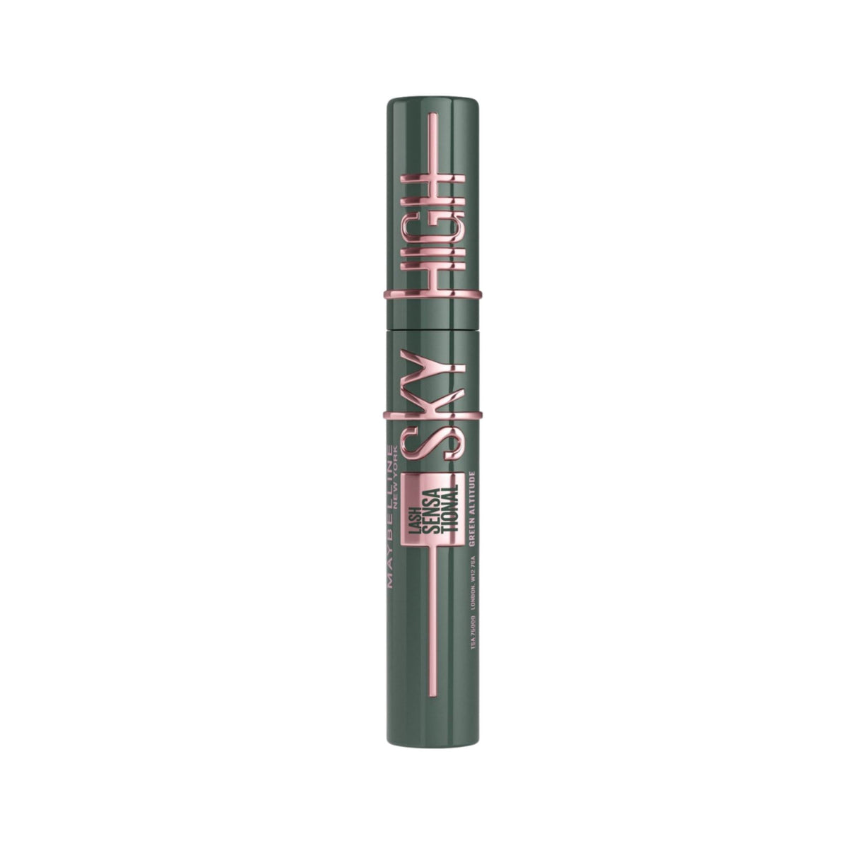 Refect Beauty Maybelline Lash Sensational Sky High mascara tube in green with metallic pink lettering