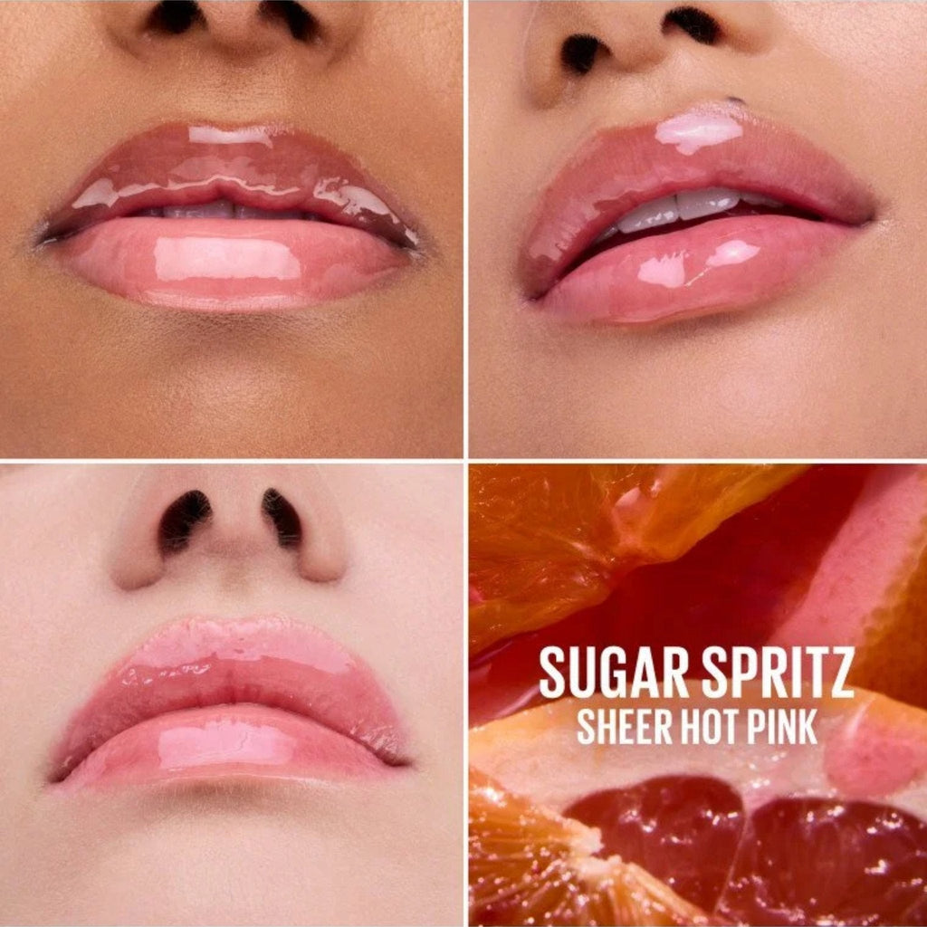 Refect Beauty Maybelline Lifter Gel Lip Oil-in-Gel in Sugar Spritz sheer hot pink shade with a high-gloss finish.