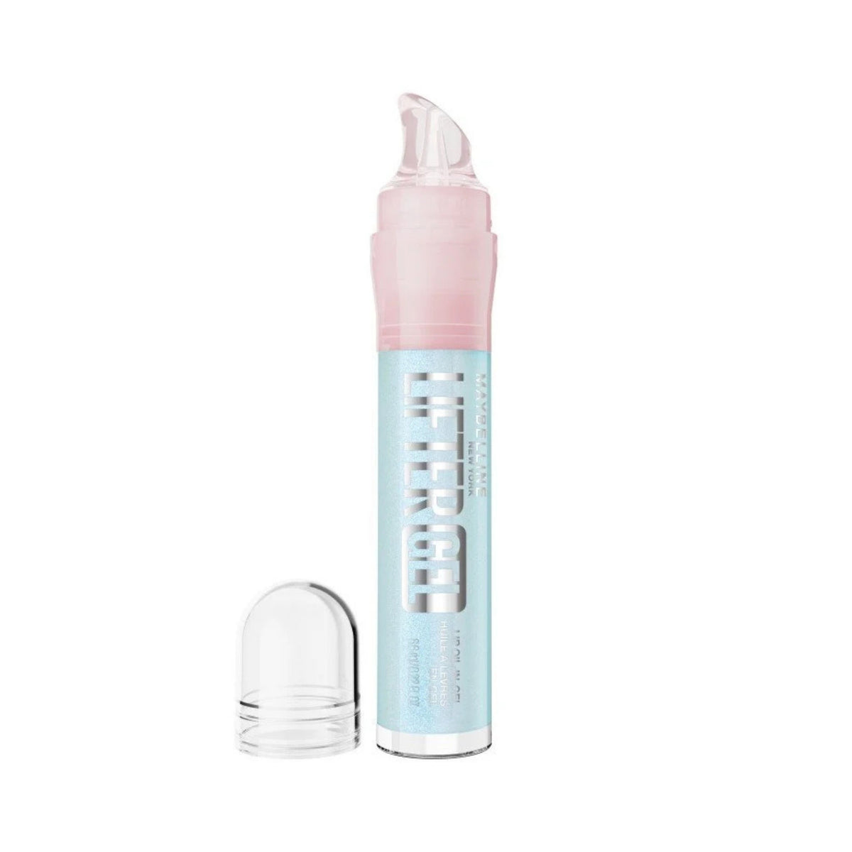 Refect Beauty Maybelline Lifter Gel Lip Oil-in-Gel in a light blue click-twist pen with a clear cap.