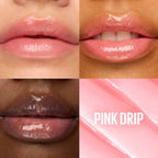 Refect Beauty Maybelline Lifter Glaze Lip Balm in Pink Drip shade shown on diverse skin tones for a glossy finish