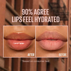 Refect Beauty Maybelline Lifter Gloss before and after comparison showing hydrated, plumper lips with a glossy finish.