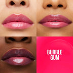 Refect Beauty Maybelline Lifter Gloss in Bubble Gum shade showing glossy, hydrated lips on diverse skin tones.