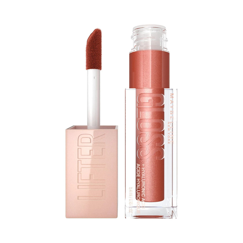 Refect Beauty Maybelline Lifter Gloss in a shimmering coral shade with an XL applicator wand for plumping hydration.