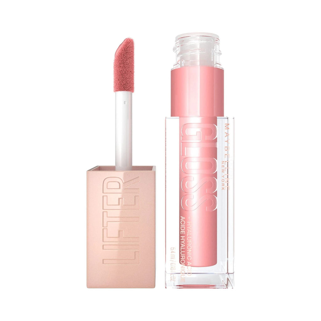 Refect Beauty Maybelline Lifter Gloss in a light pink shade with an XL applicator wand for a hydrating, shiny finish.