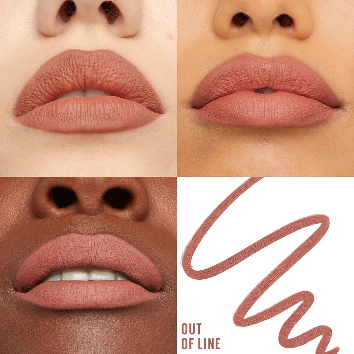 Refect Beauty Maybelline Lifter Liner in Out of Line shade applied on diverse skin tones for a satin finish