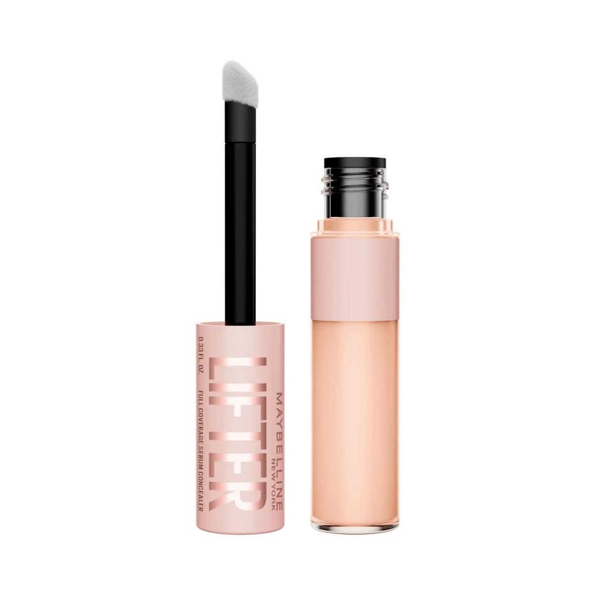 Refect Beauty Maybelline Lifter Serum hydrating concealer with XL applicator and light pink packaging