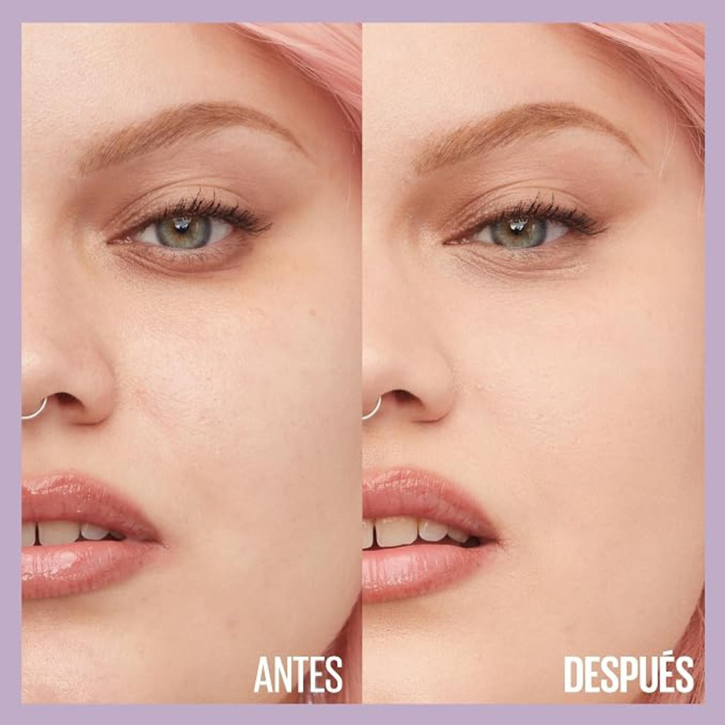 Refect Beauty before and after comparison of Maybelline Super Stay 30H Lumi Matte Foundation on a model's skin