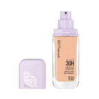 Refect Beauty Maybelline Super Stay 30H Lumi-Matte Foundation in shade 108 with a light purple cap and pump bottle