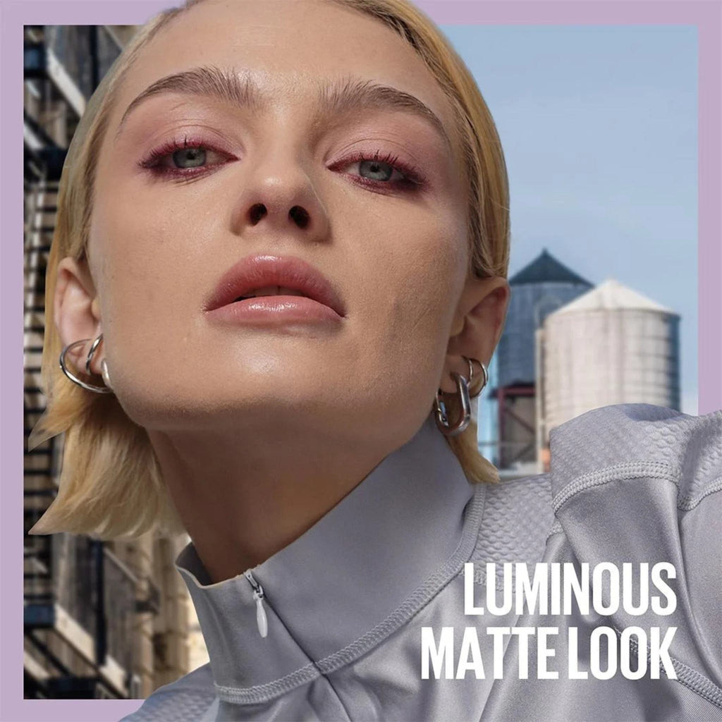 Refect Beauty model wearing Maybelline Super Stay 30H Lumi Matte Foundation for a smooth luminous matte finish