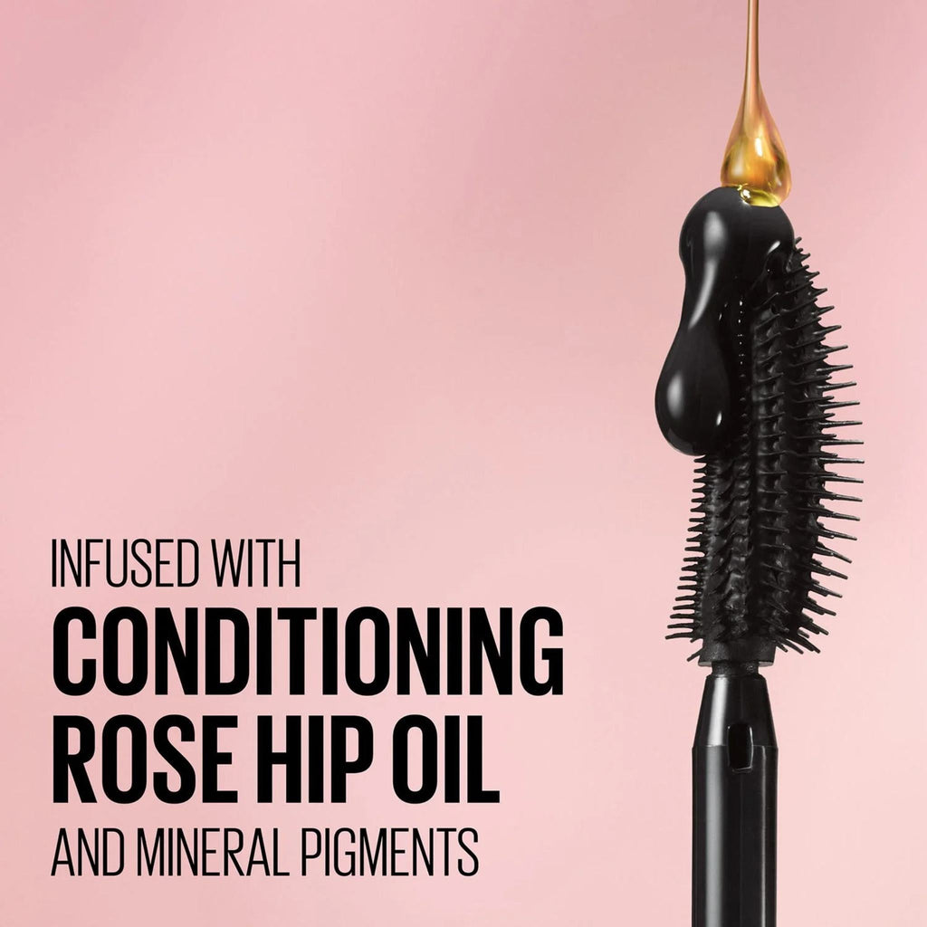 Refect Beauty Maybelline Lash Sensational mascara wand with black formula and a drop of nourishing rose hip oil